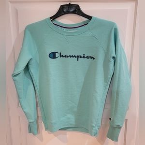 Women's Champion Crew Neck Aqua Sweatshirt.  Size S
